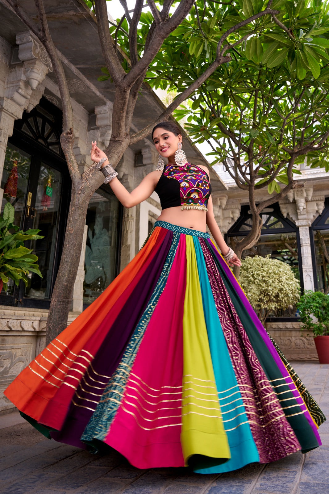 Navratri Collection 2025 – Pure Rayon Lehenga with Gota Patti & Mirror Gamthi Work Blouse