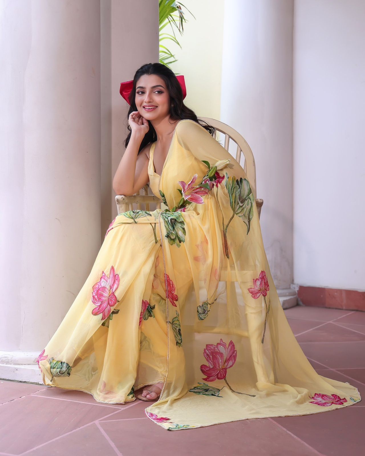 Exclusive Floral Handwork Saree – Soft Tebby Silk