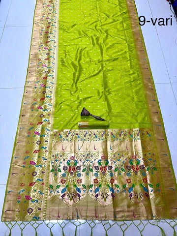 9 Yard Pure Kanchivaram Paithani Silk Saree