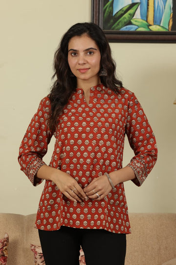 Cotton Hand-Printed Tops