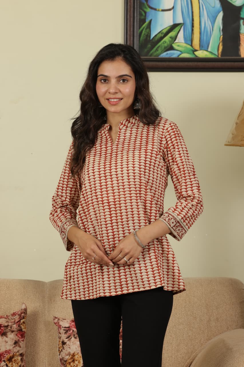 Cotton Hand-Printed Tops