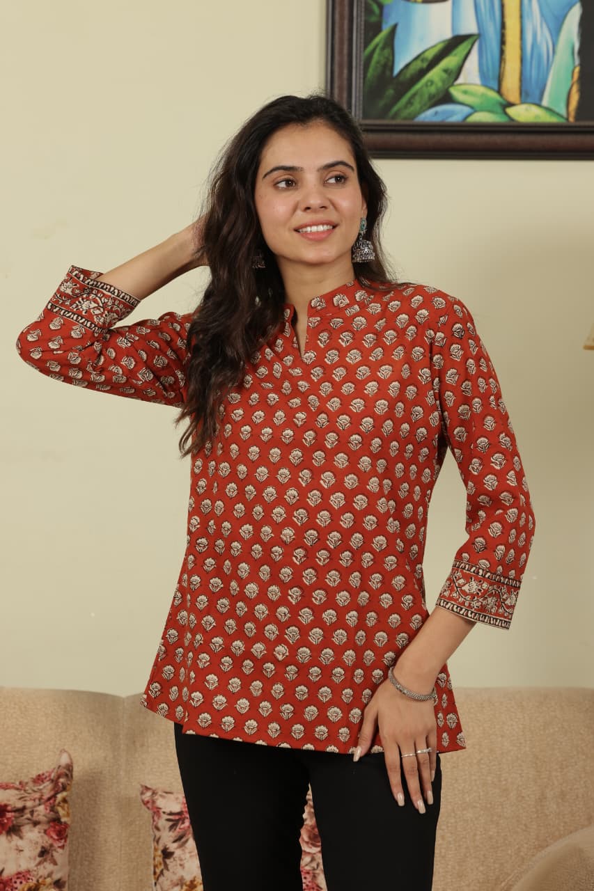 Cotton Hand-Printed Tops