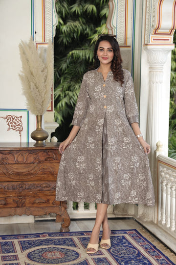 Hand Block Printed Cotton One-Piece Dress – Elegant Everyday Wear