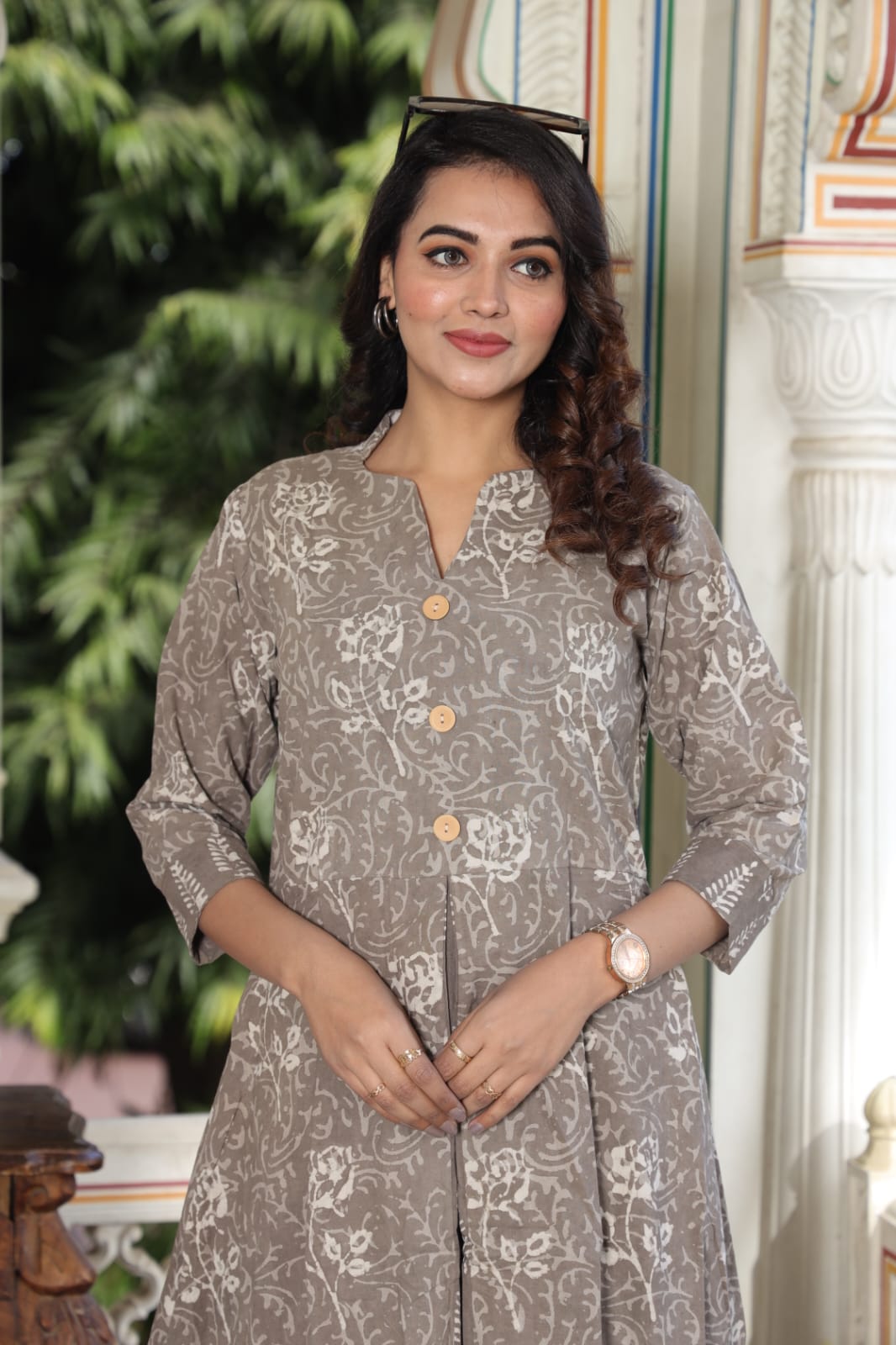 Hand Block Printed Cotton One-Piece Dress – Elegant Everyday Wear