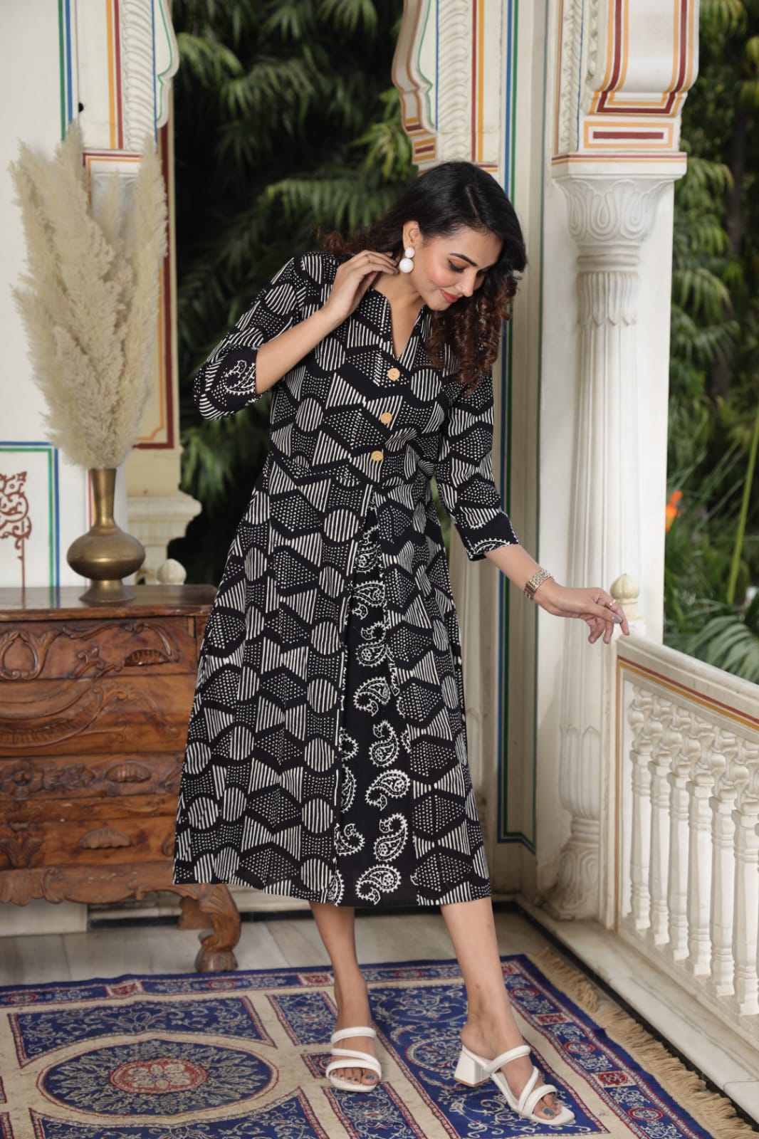 Hand Block Printed Cotton One-Piece Dress – Elegant Everyday Wear