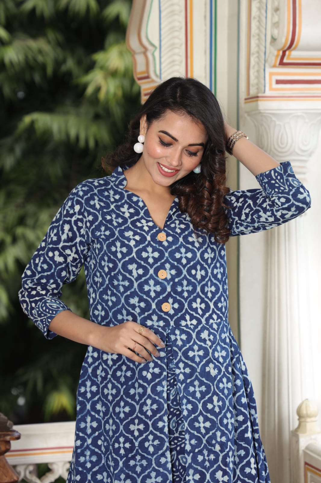 Hand Block Printed Cotton One-Piece Dress – Elegant Everyday Wear