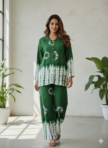 Premium Tie-Dye Rayon Slub Kurta & Pant Co-ord Set