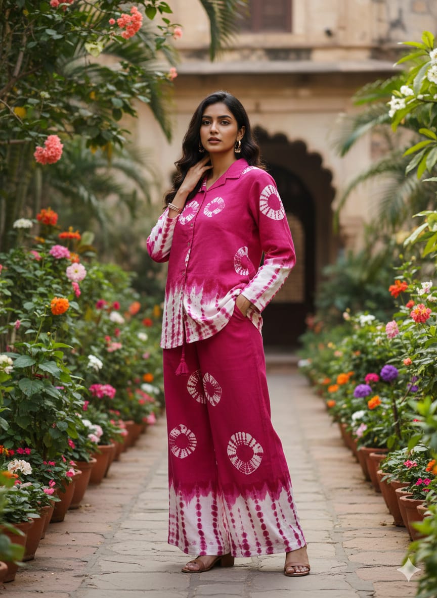 Premium Tie-Dye Rayon Slub Kurta & Pant Co-ord Set