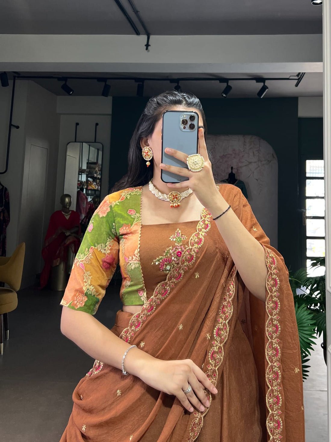 Designer Chocolate Crush Lehenga Choli with Gotta Patti & Embroidered Dupatta