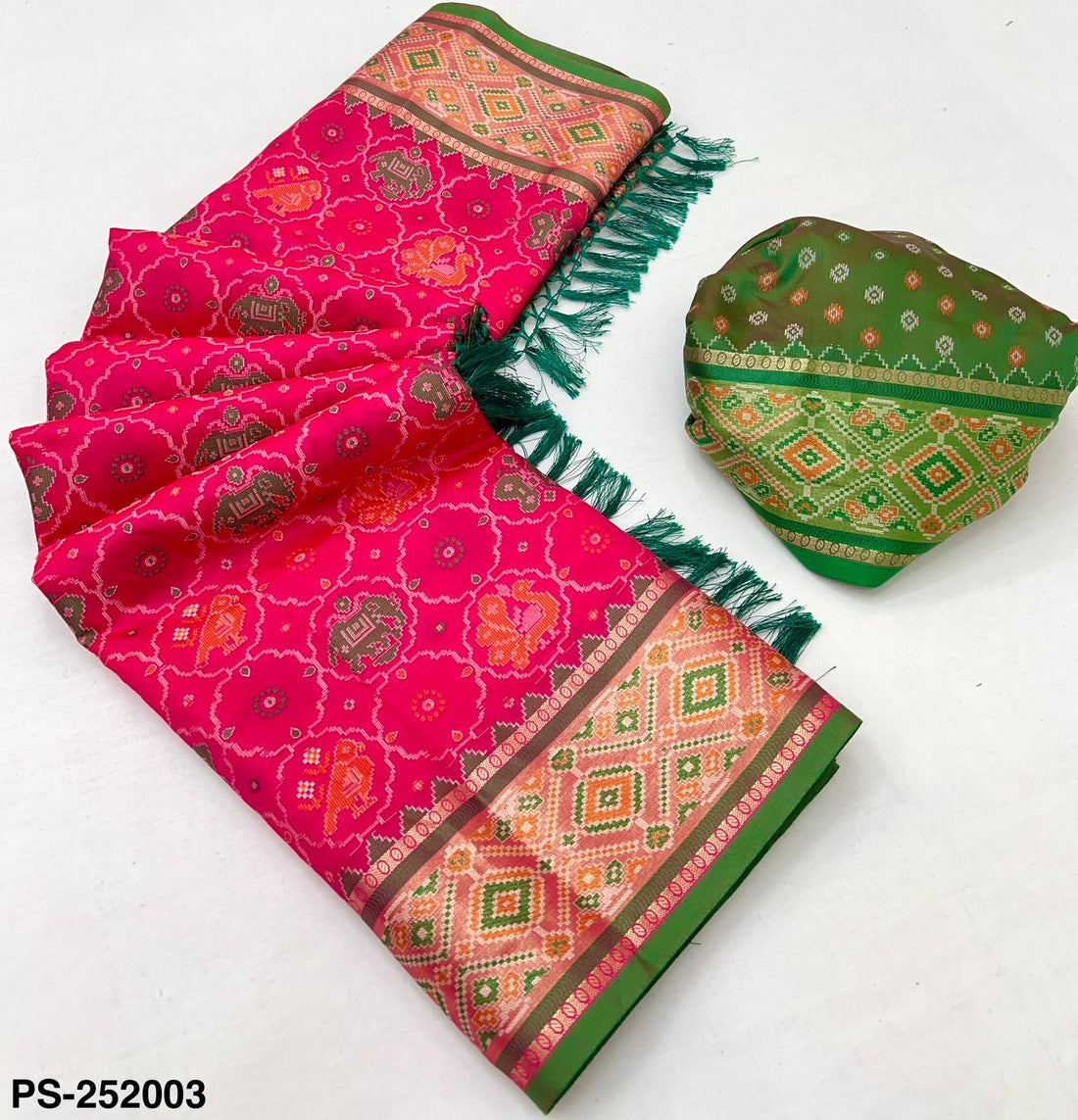 Most Trending Wedding Patola Silk Saree with All-Over Weaving