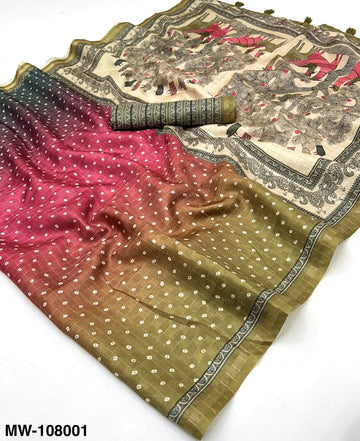 Maheshwari Kazari Series Cotton Silk Saree with Zari Checks & Digital Print