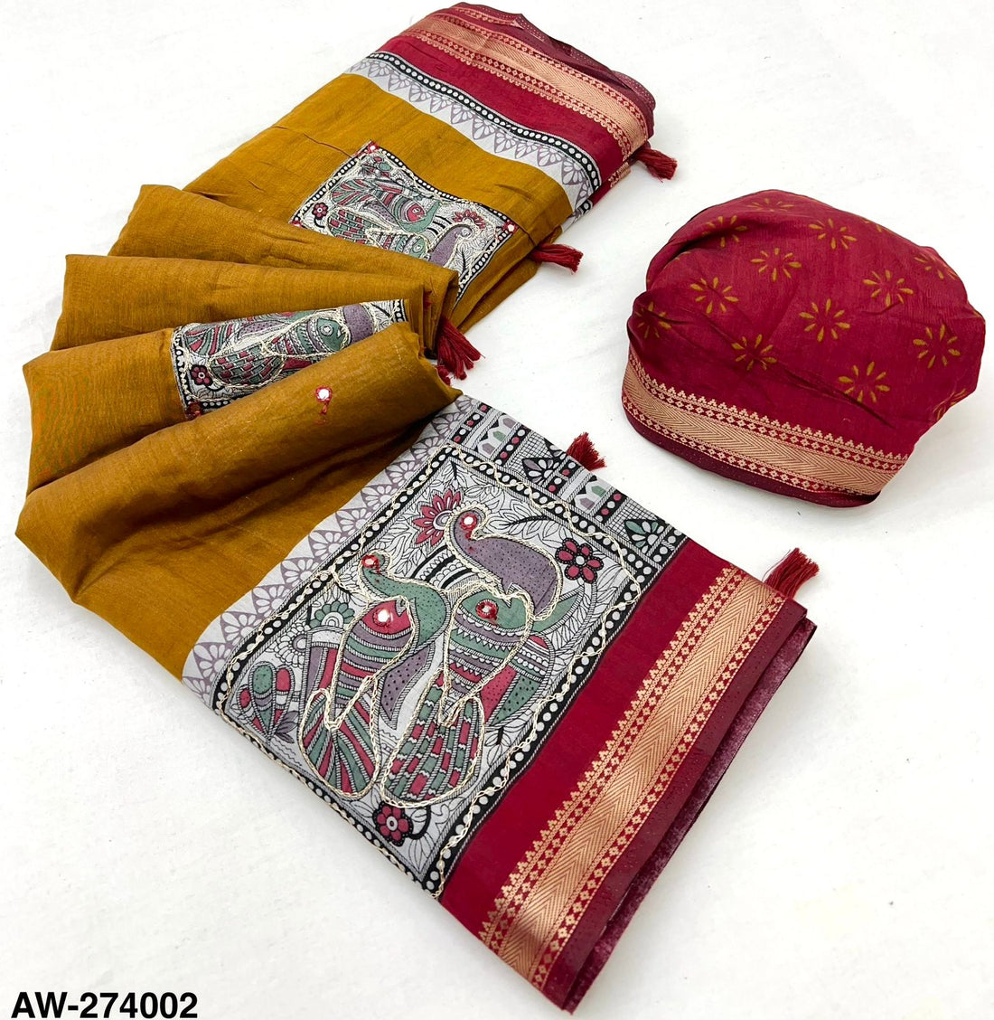 Kazari Series Aari Work Soft Mul Cotton  Saree with Zari Border