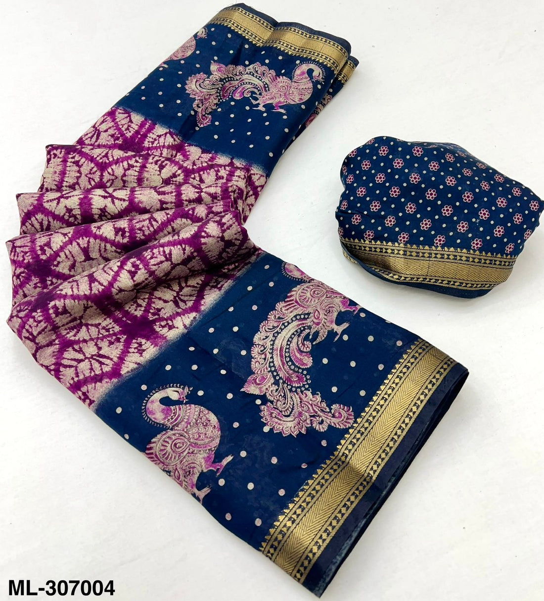 Kazari Series Soft Mul Cotton Printed Saree with Zari Border