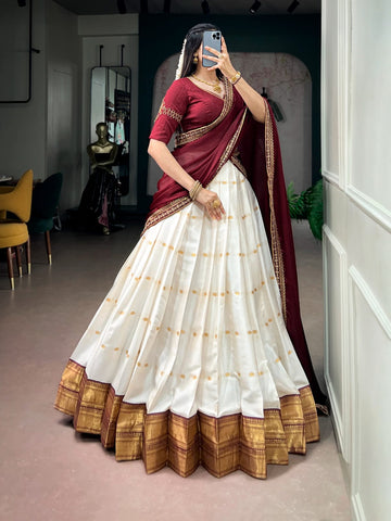 Faddism Silk Cotton Lehenga Choli with Zari Border