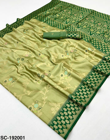Sundari Contrast Tissue Dharmavaram Silk Saree with Minakari Weaving