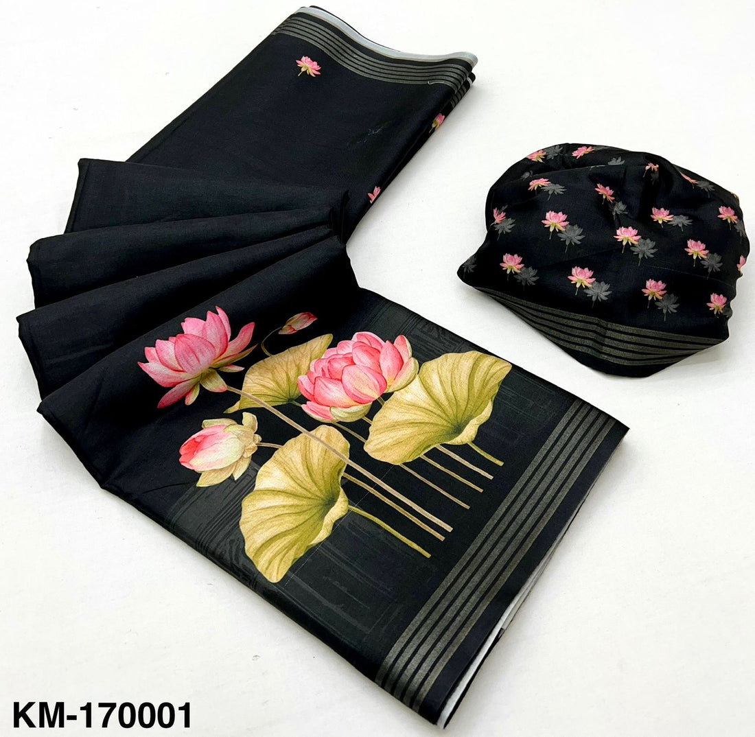 Kazari Series Kalamkari Cotton Tusser Saree with Weaving Border