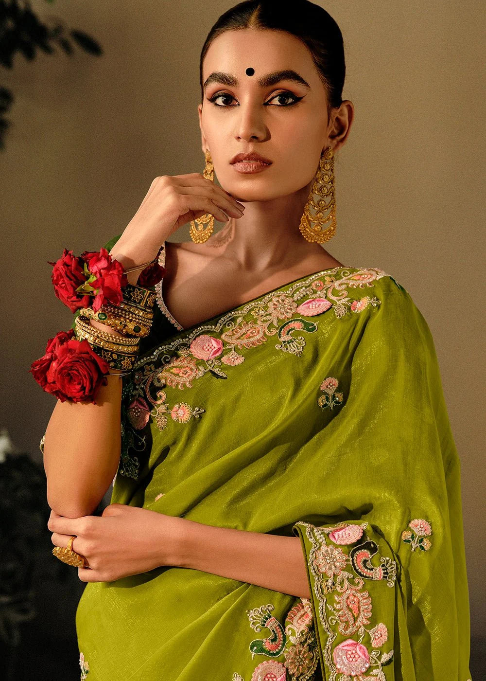 Saawariya Light Green Fancy Dola Silk Designer Saree