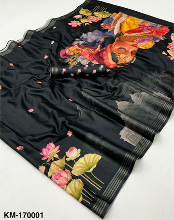 Kazari Series Kalamkari Cotton Tusser Saree with Weaving Border