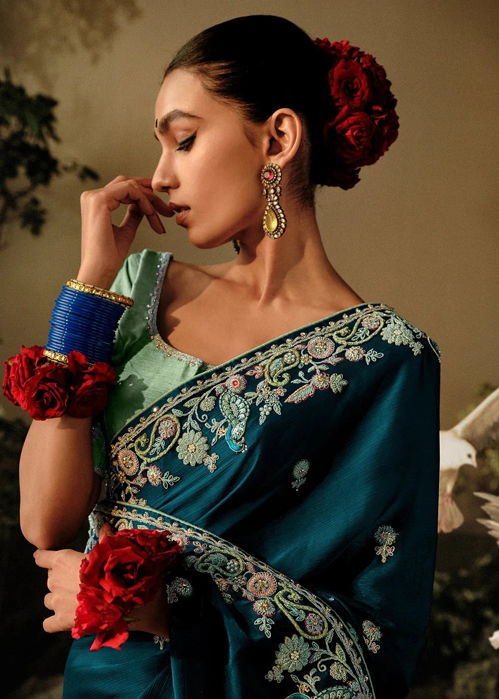 Saawariya Blue Fancy Dola Silk Designer Saree